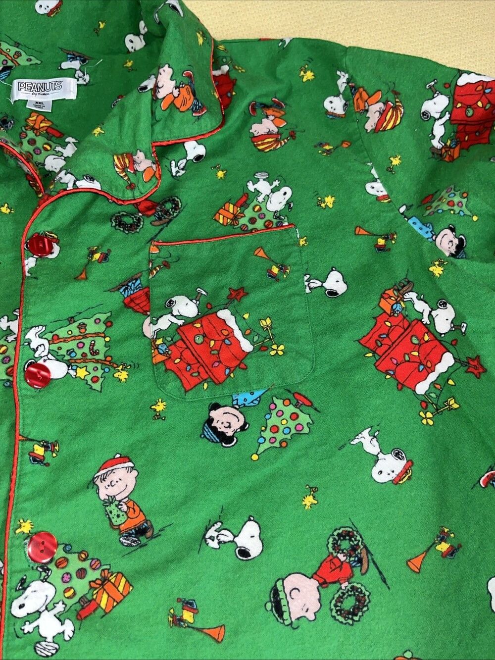 Peanuts Snoopy Charlie Brown Christmas Flannel Lounge Pajama Set Pants Shirt XXL - Picture 2 of 6